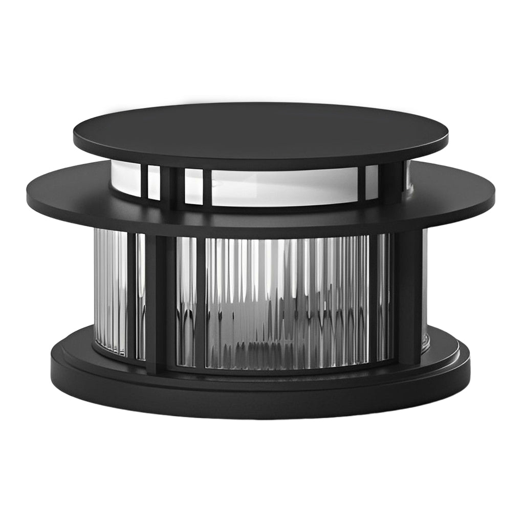 Modern Round Outdoor Pillar Light — Stainless Steel, Black, Solar or Wired, Three-Step Dimming, IP65 Weatherproof
