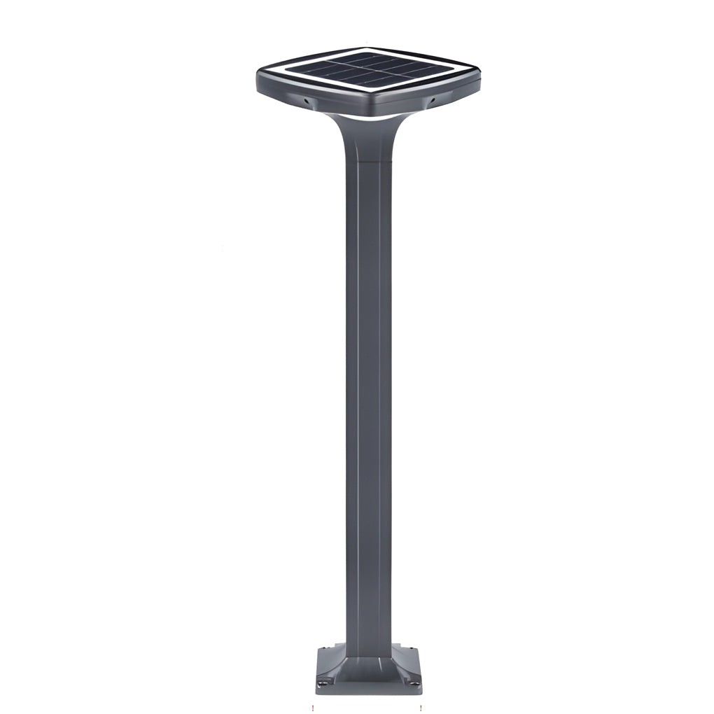 Square LED Bollard Path Light — Die-Cast Aluminum, 4-Light, Solar / Hardwired, IP65 Waterproof, 3000K / 6000K, 16"–39" Heights