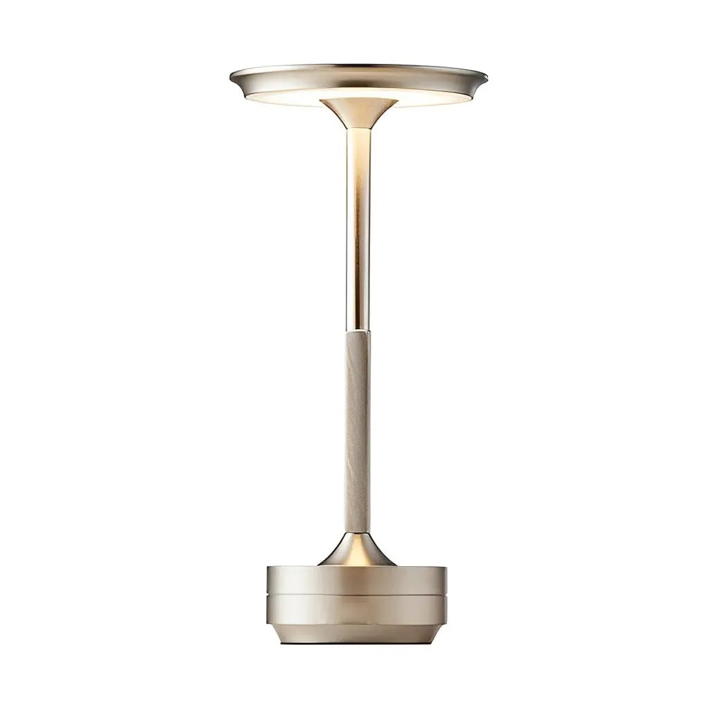 Slender Cordless UFO Alien Table Lamp with Plated Metal Finish Luxe