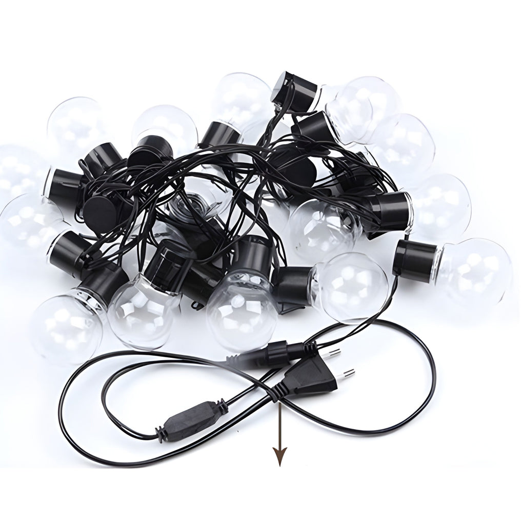 Solar LED Ball String Lights — Warm White 3000K, IP44 Weatherproof, Connectable up to 10 Strands