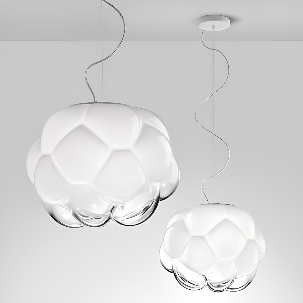 Cloud-Shaped Glass Pendant Light — Modern Minimalist, White, 3000K Warm White, 10" Diameter