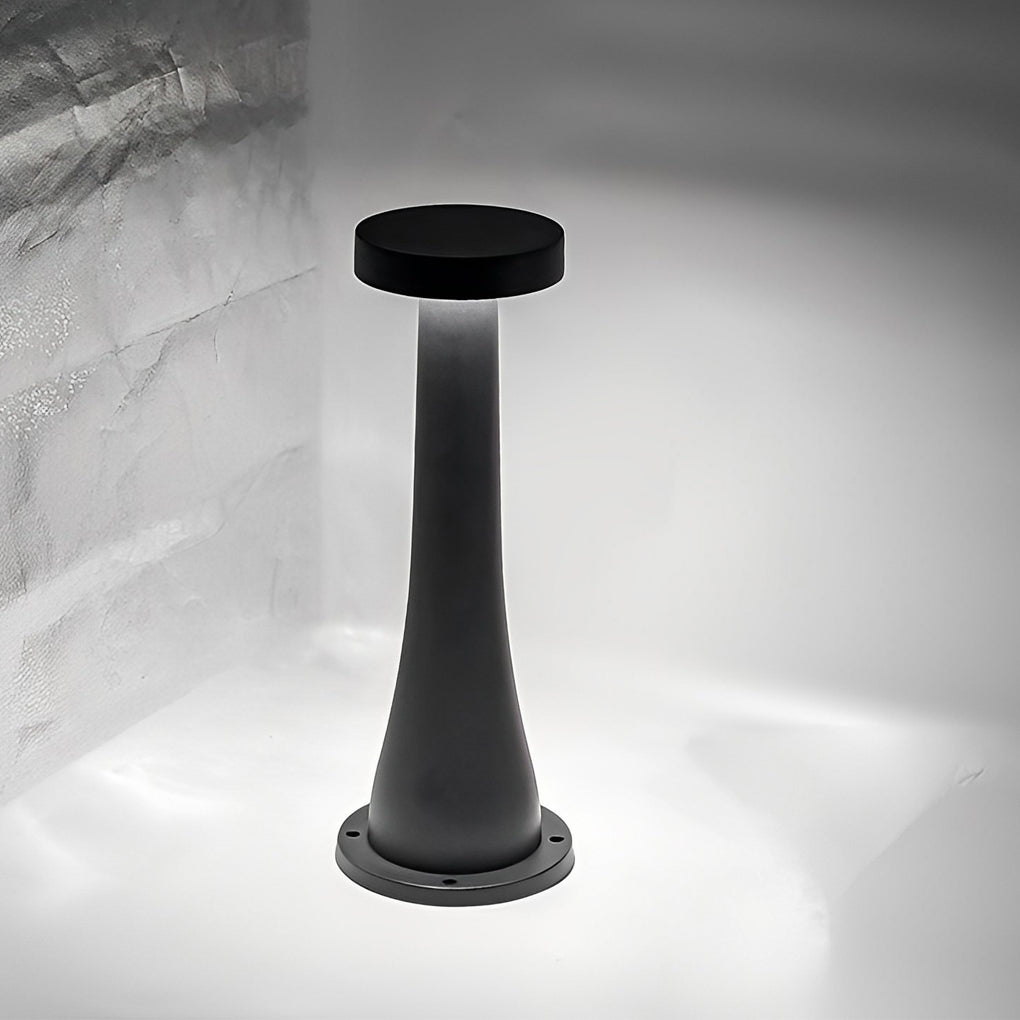 Mushroom Outdoor Pathway Bollard Light — Black Aluminum, LED, IP65 Weatherproof, 7.5" × 20.5"
