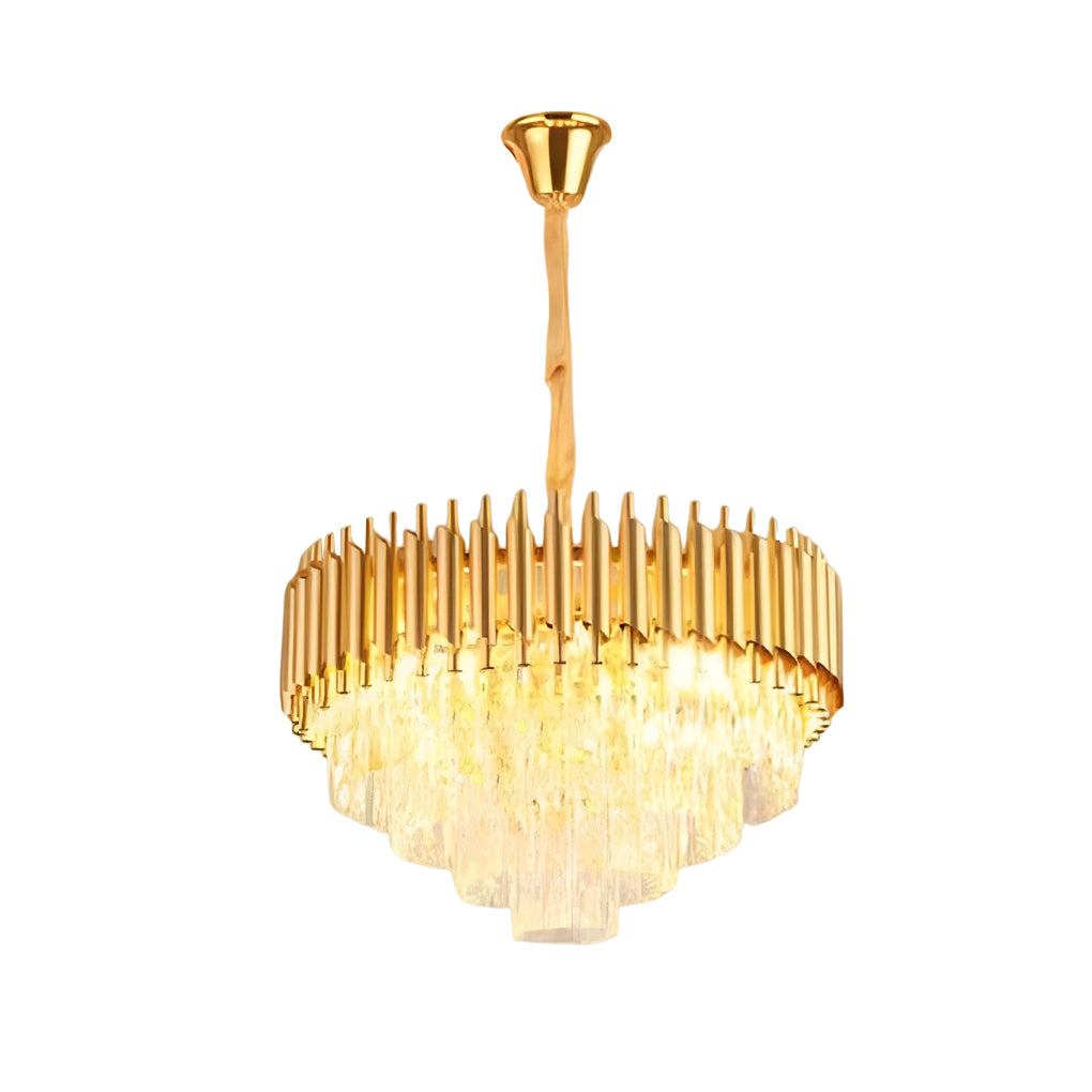 Postmodern Round Oval Crystal Chandelier — Black and Gold Iron, E14, Three-Step Dimming (3000K/4500K/6000K)
