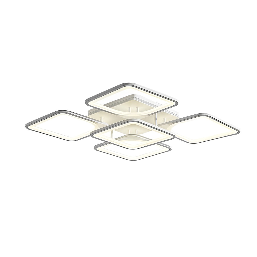 Modern Square LED Semi-Flush Mount — Iron and Acrylic, 5- or 8-Light, Remote Control, Stepless Dimming, 3000K–6000K