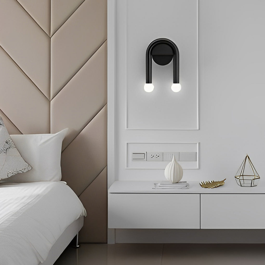 Modern Industrial 2-Light Wall Sconce — Black Iron and Glass, G4, Warm White 3000K