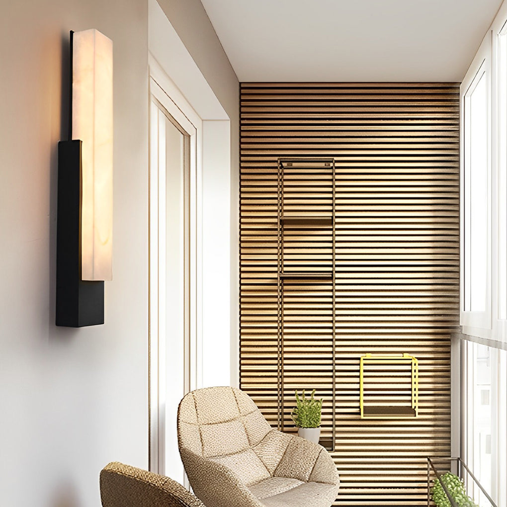 Modern Outdoor Wall Sconce — Stainless Steel, Imitation Marble Shade, LED 12W/18W, IP54 Weatherproof