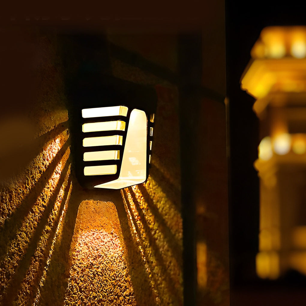 Modern Black Solar Outdoor Wall Sconce — ABS, LED, IP65 Weatherproof, Auto On/Off