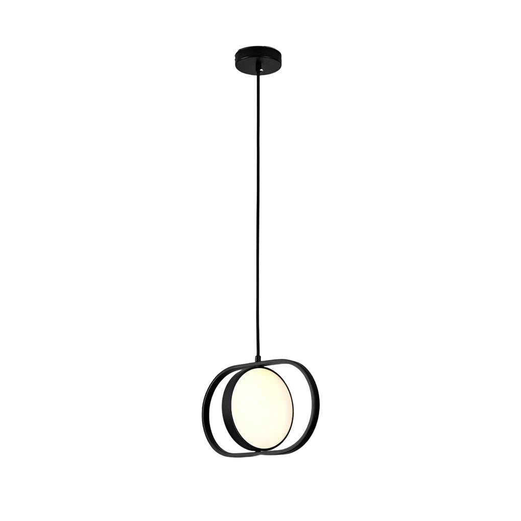 Modern Black Ring Pendant Light — Iron and Acrylic, LED, Three-Step Dimming (3000K/4500K/6000K), 9W–24W