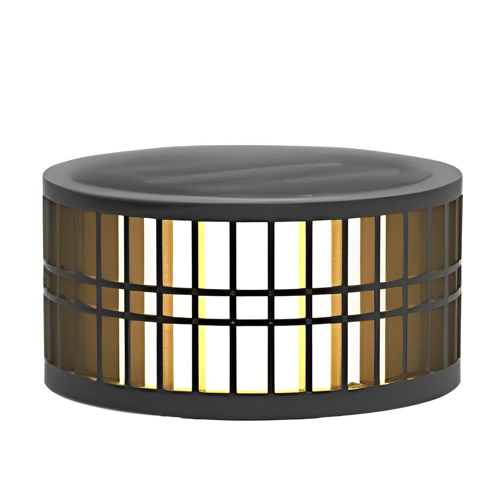 Modern Round Solar Fence Post Light — Black Stainless Steel, LED, IP65 Weatherproof