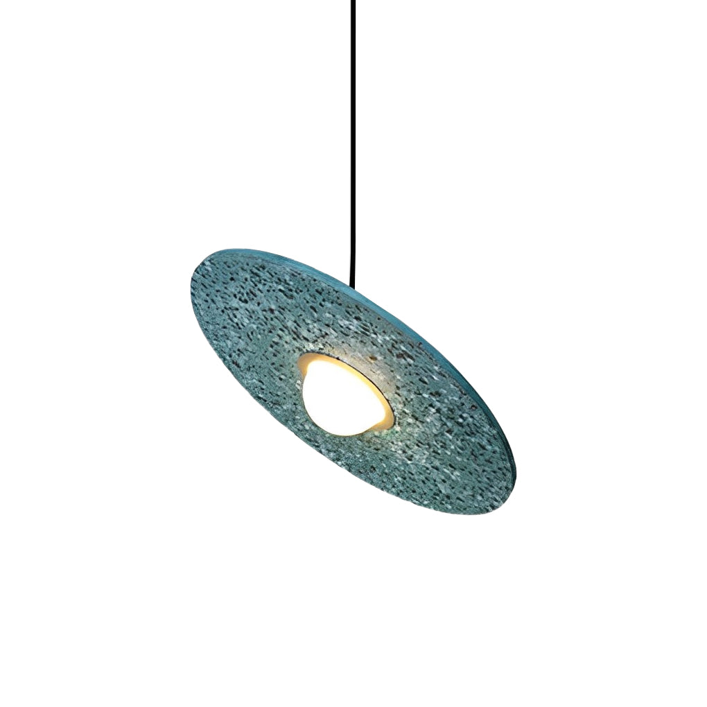Terrazzo Planet Pendant Light — Concrete & Tempered Glass, G4 LED, 15.7" Diameter, Adjustable Angle