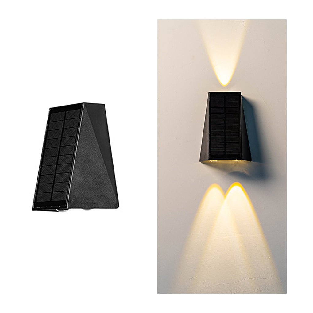 Modern Black Solar Up/Down Outdoor Wall Sconce — PVC & Acrylic, LED 3000K, IP54, 5W Panel