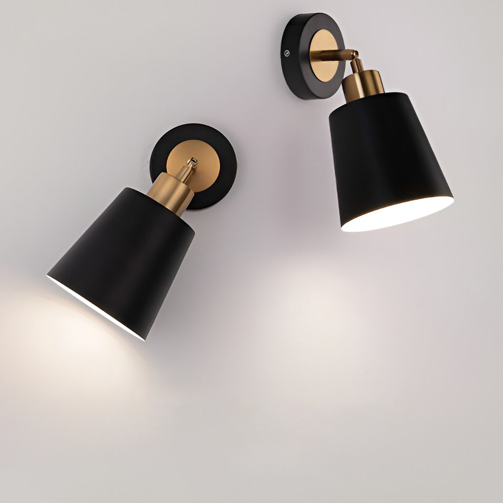 Adjustable Black and Gold Wall Sconce — Iron, LED 12W, 3-Step Dimming (3000K/4500K/6000K), E27, 180° Tilt / 350° Swivel