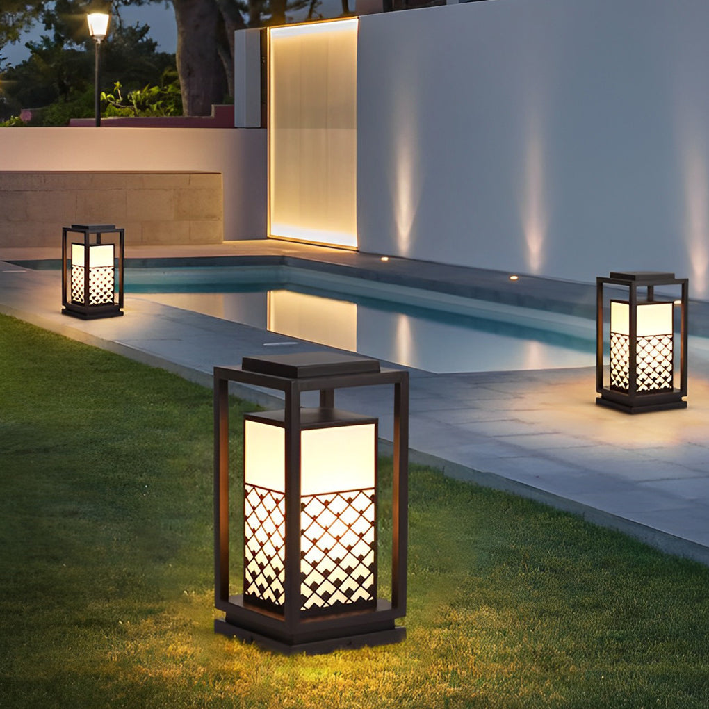 Retro Black Solar Bollard Pathway Light — Galvanized Steel and Acrylic, LED, IP65 Weatherproof