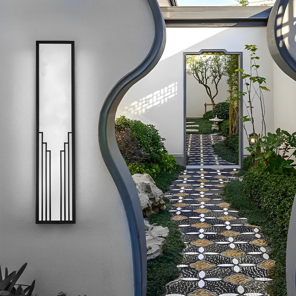 Modern Rectangular Outdoor Wall Sconce — Black Stainless Steel & Resin, LED, IP65, 12W–28W
