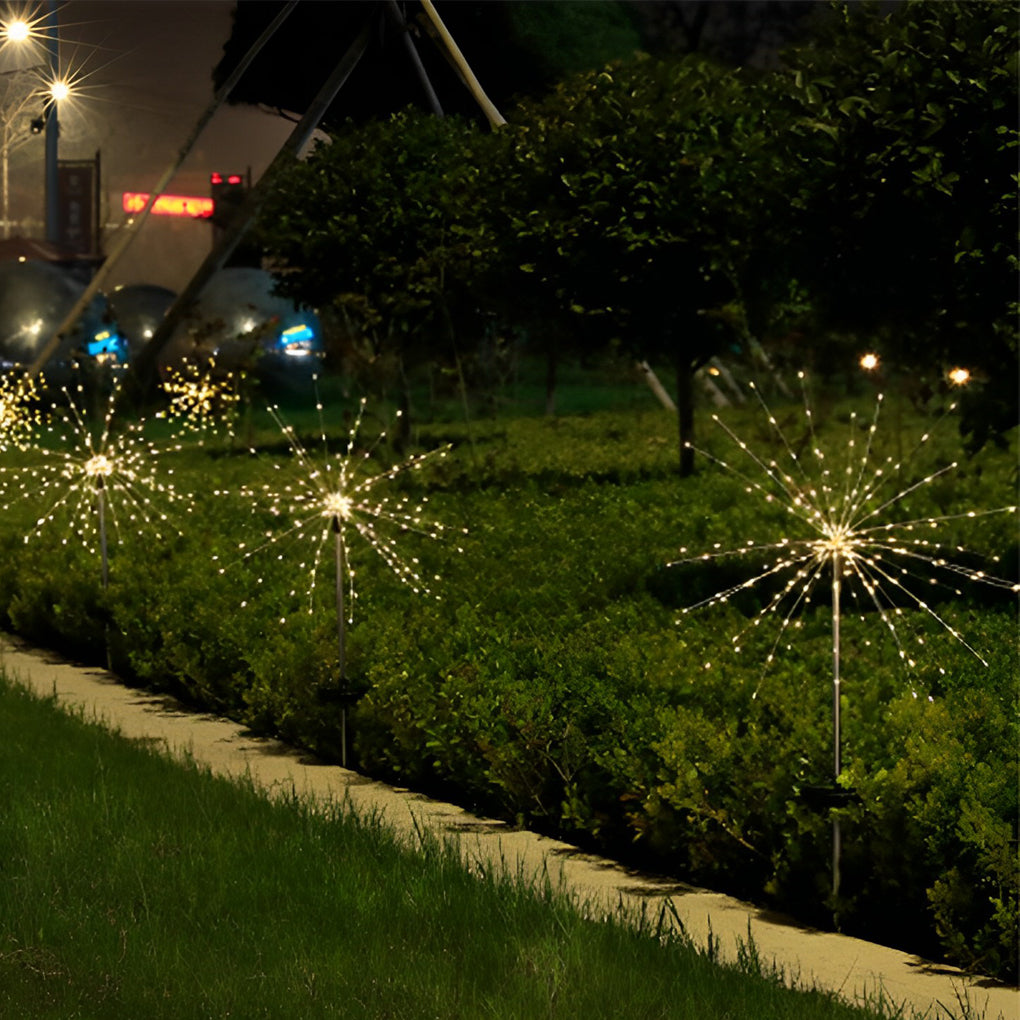 Starburst Solar LED Novelty Lights, 2-Pack — PVC & Metal, 200-LED, 8 Modes, IP65 Weatherproof