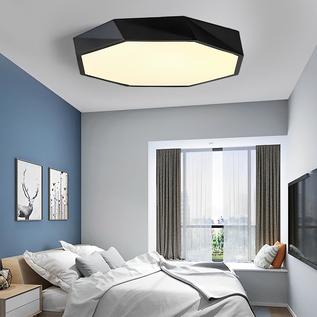 Modern Geometric Globe Flush-Mount Ceiling Light — Metal & PVC, 20W LED, Dimmable, Remote Control, 3000K–5400K, 16"