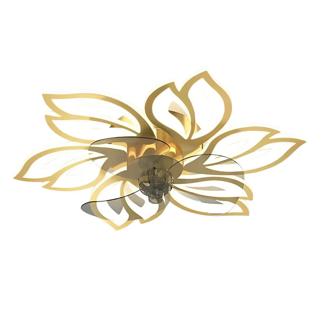 Modern Ceiling Fan Light with Flower Smart Silent Stepless Dimming LED Luxe