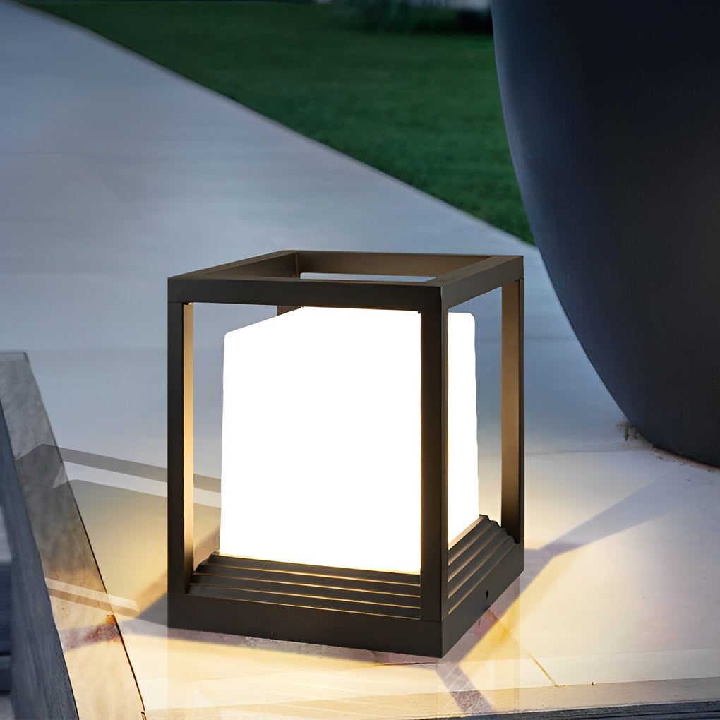 Modern Square Solar Fence Post Light — Black Aluminum, LED, IP65 Weatherproof