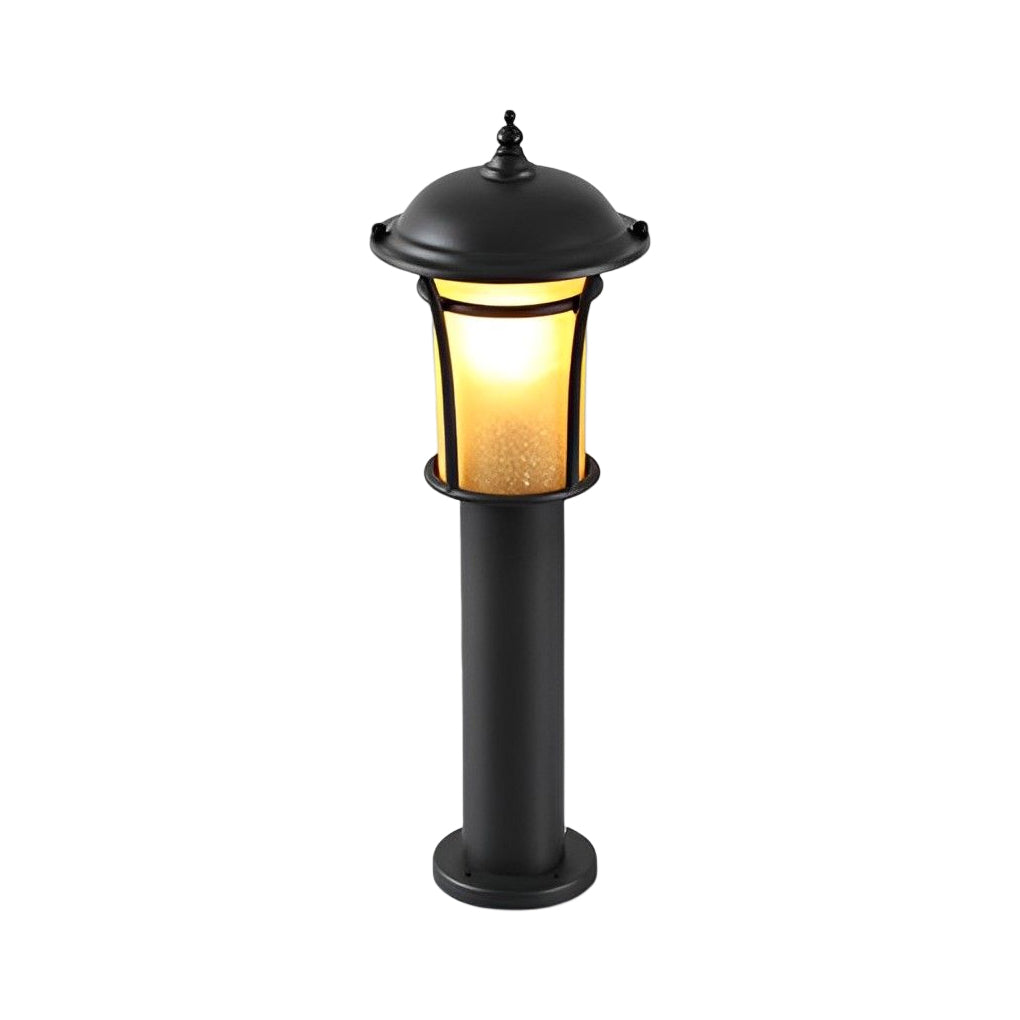 Classic English Outdoor Post Light — Black Iron and Glass, LED E27, 9W, 3000K, 15"/23"/43"