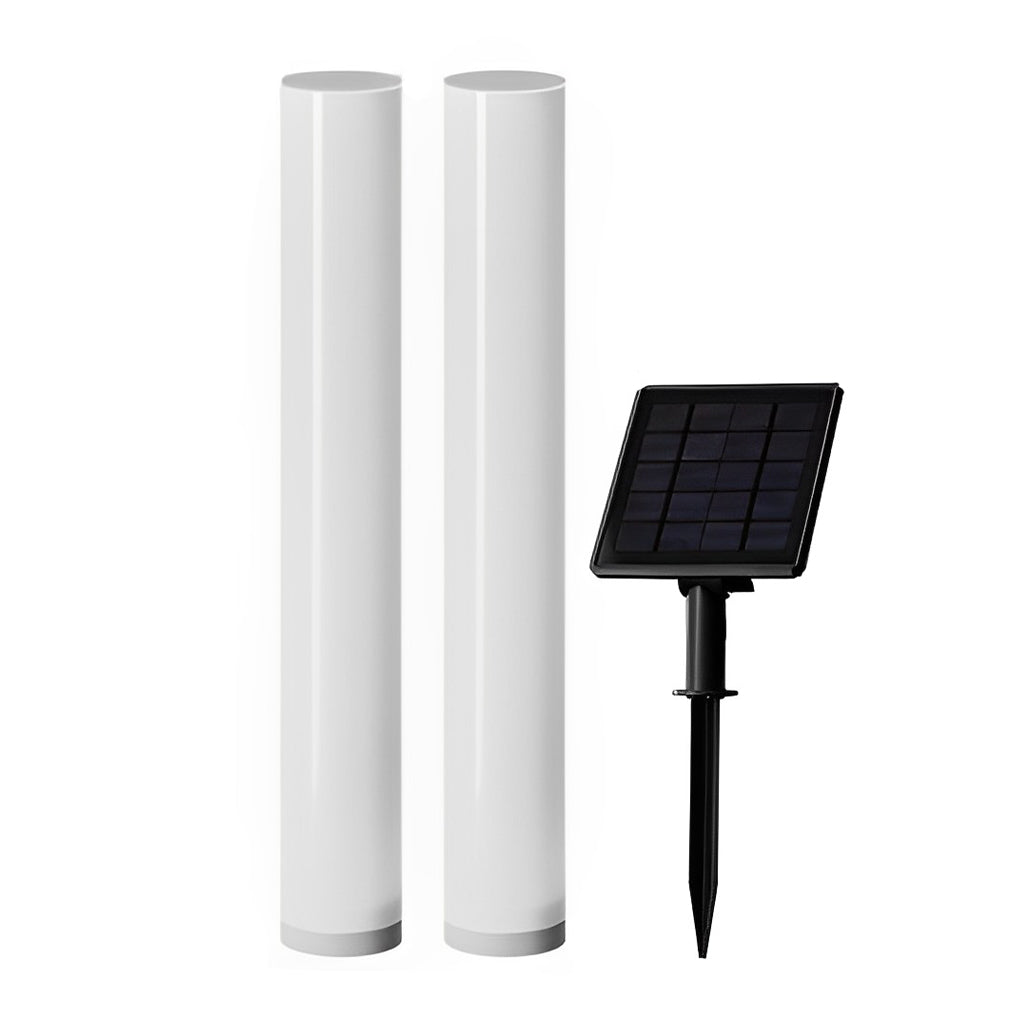 Modern Solar Bollard Light — White PC, Cylindrical, 3000K/6000K, 23.8" Height, Waterproof