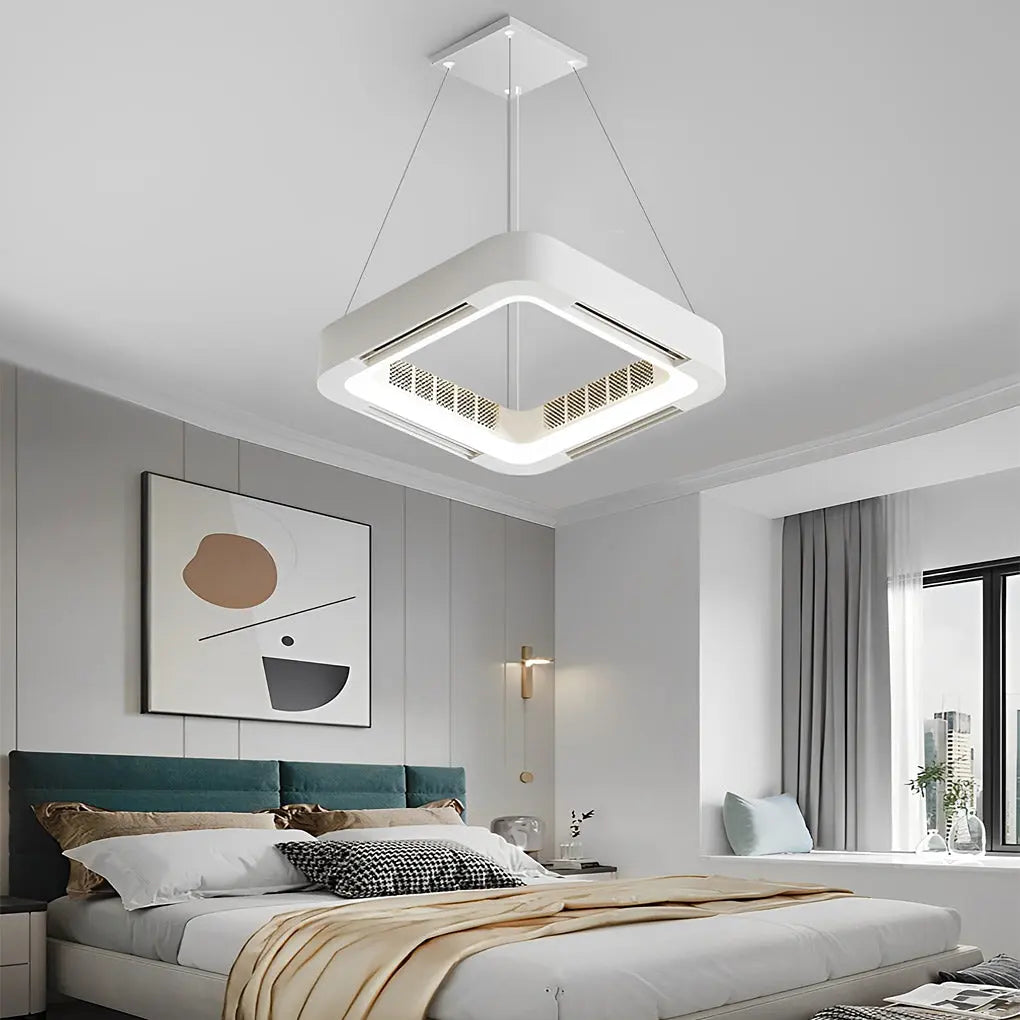 Modern Bladeless Ceiling Fan with Chandelier LED Lights and Inverter Luxe