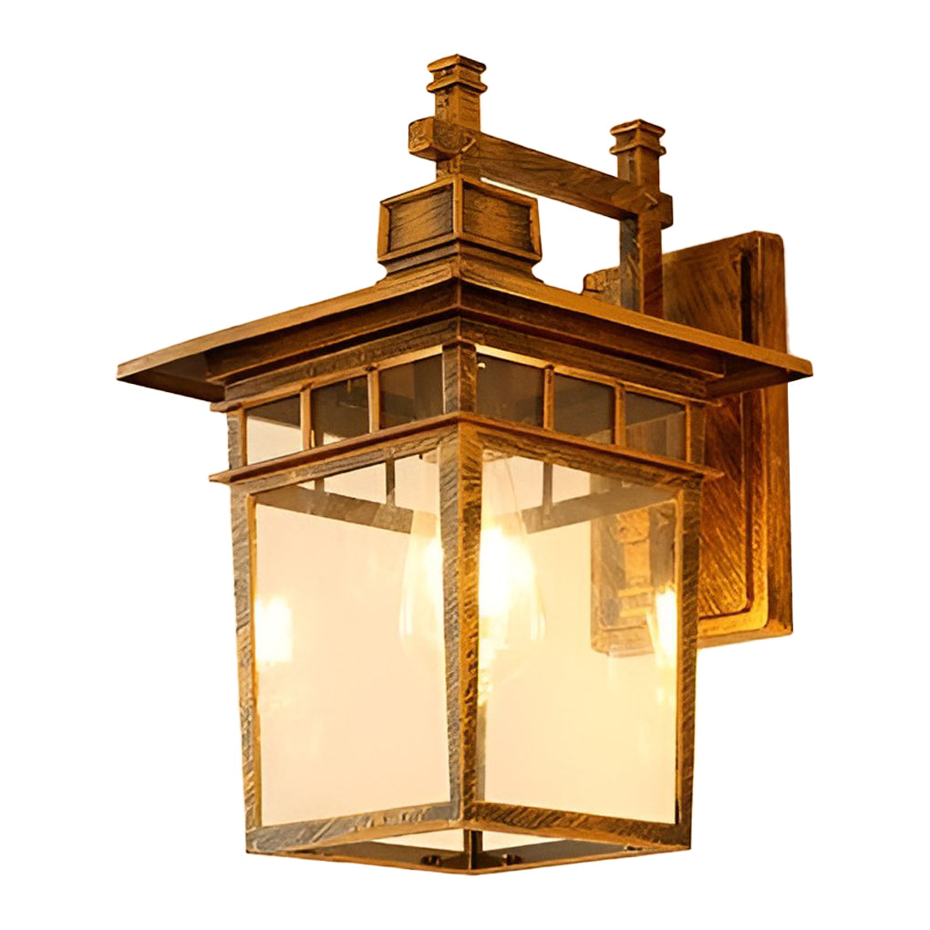 Retro Outdoor Wall Sconce — Die-Cast Aluminum with Glass Shade, E27, Waterproof, Bulb Not Included