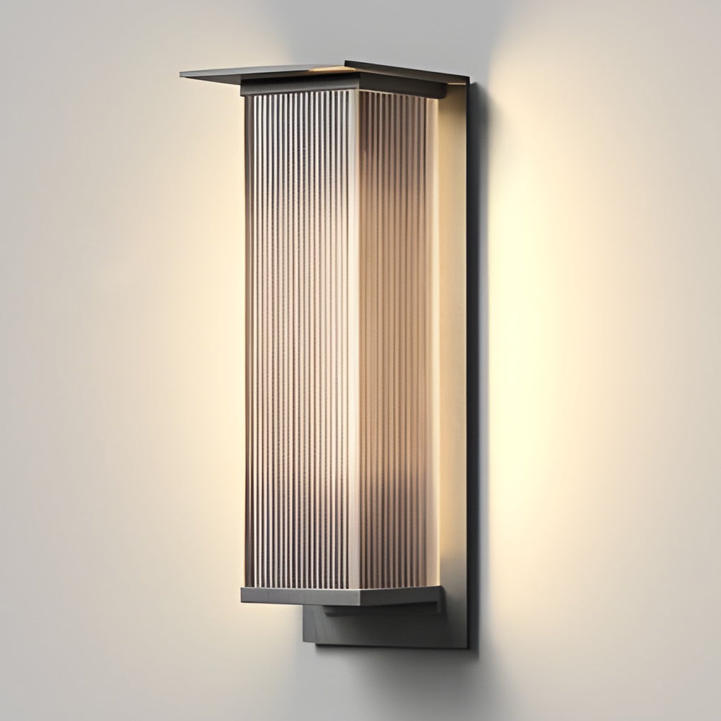 Modern Rectangular Outdoor Wall Sconce — Metal & Acrylic, 3W LED, IP65 Weatherproof, Solar