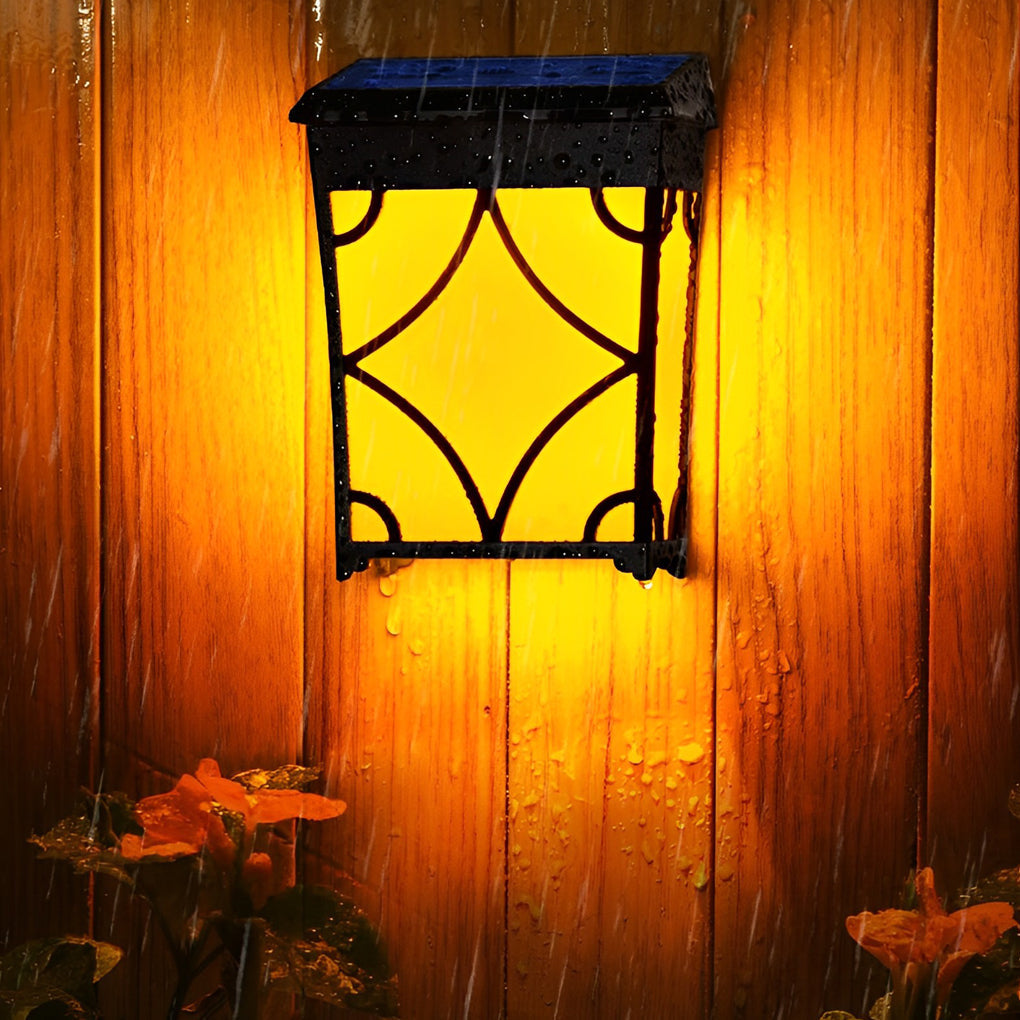 Black Solar Outdoor Wall Sconce, 2-Pack — RGB + Warm White LED, Motion Sensor, IP65 Weatherproof