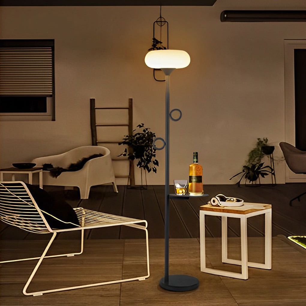 Modern Outdoor Floor Lamp — Black Steel, LED 3000K, Remote Control, IP65 Weatherproof, 12" × 75"