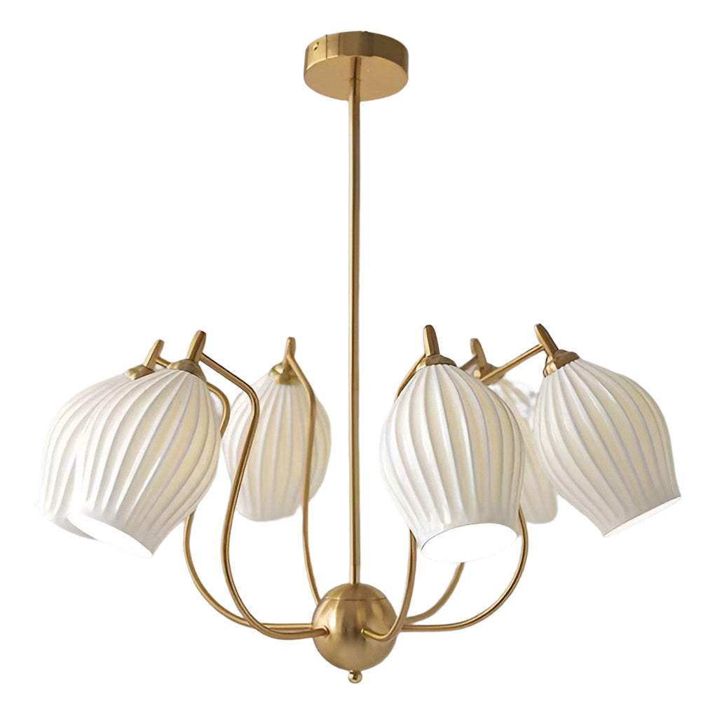 Flower-Shaped Ceramic Modern Chandelier — Iron, E14 12W, 3000K Warm White, 4-Light / 6-Light / 8-Light