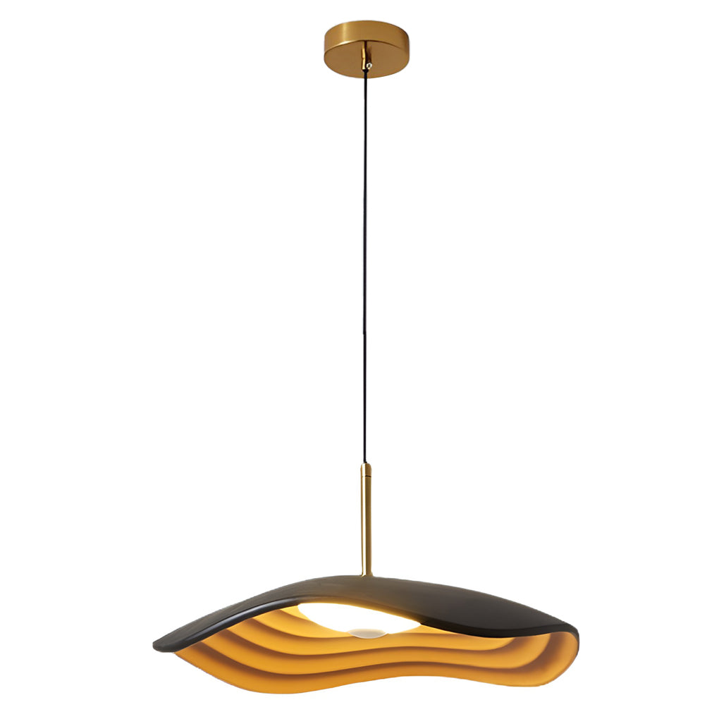 Round Geometric Pendant Chandelier — Resin, 12W LED, 15.7" Diameter, Black or Gray
