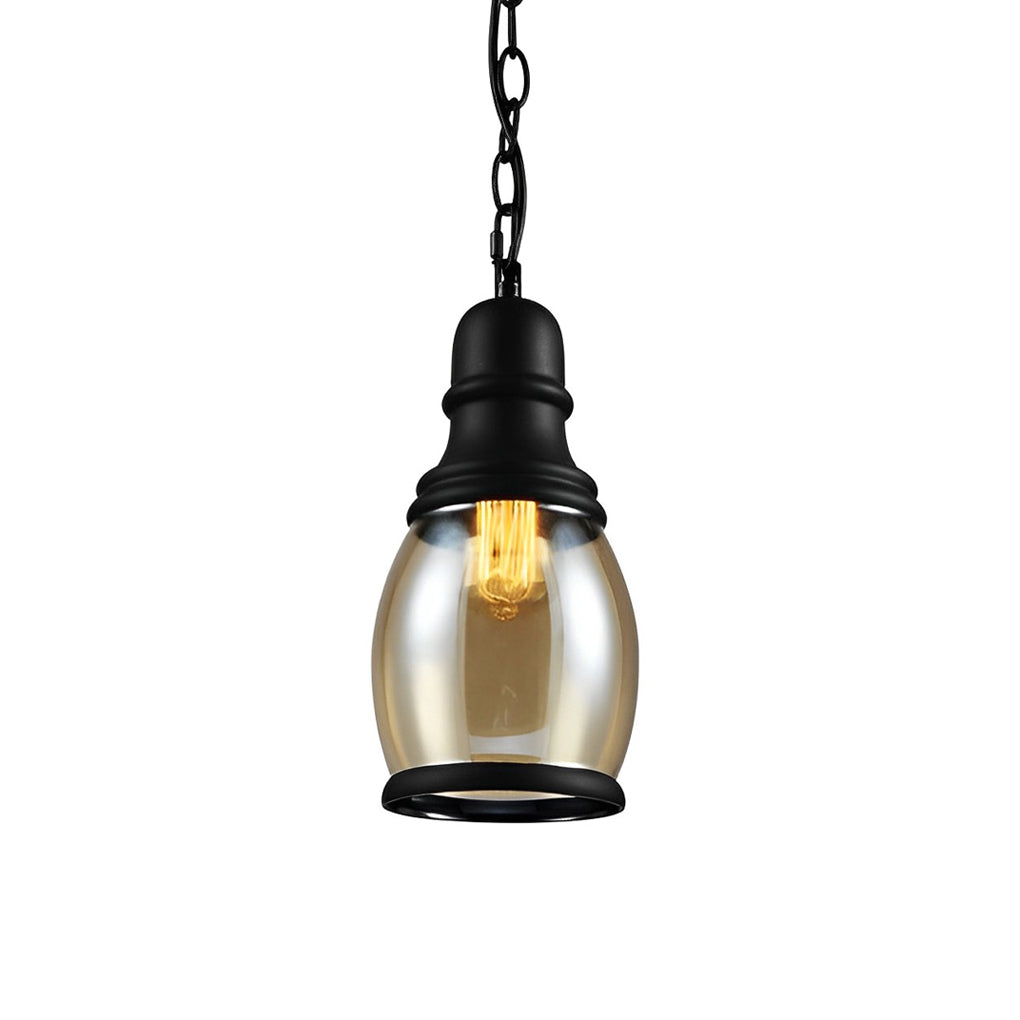 Industrial Mini Pendant — Retro Brown Glass Shade, E27, 3 Shape Options