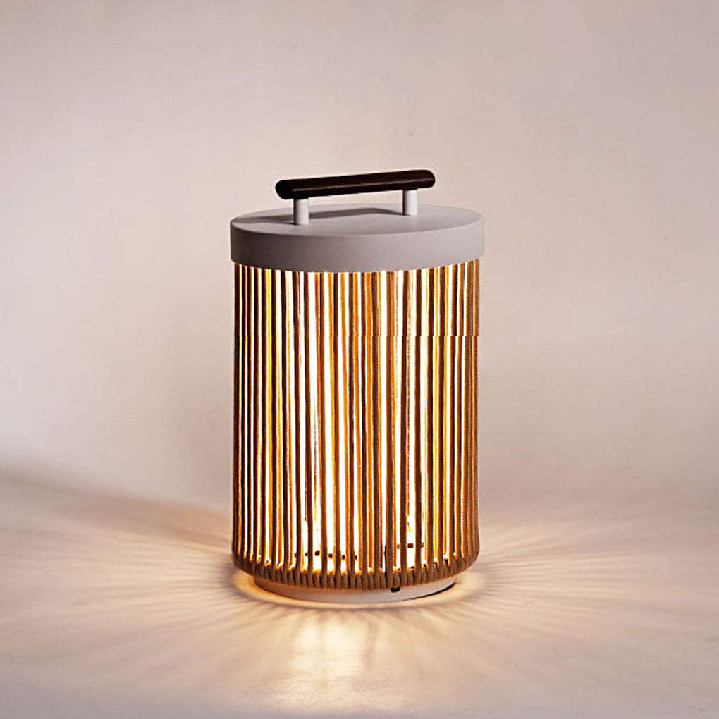 Handmade Rattan Portable Outdoor Lantern — Stainless Steel, Solar / Hardwired, IP54, E27, 3000K Warm White