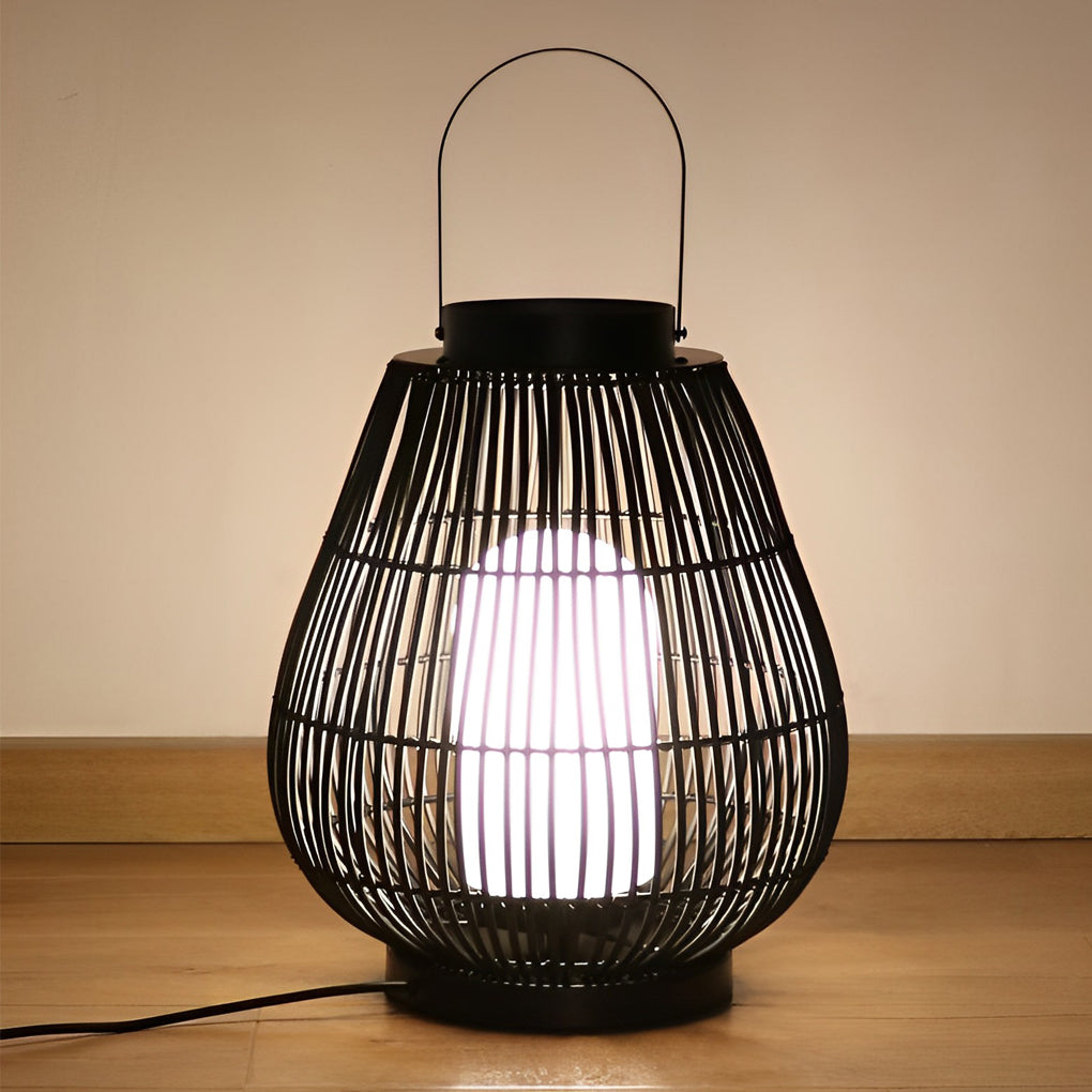 Woven Portable Outdoor Lantern — Black Iron, E27, 13" × 16"