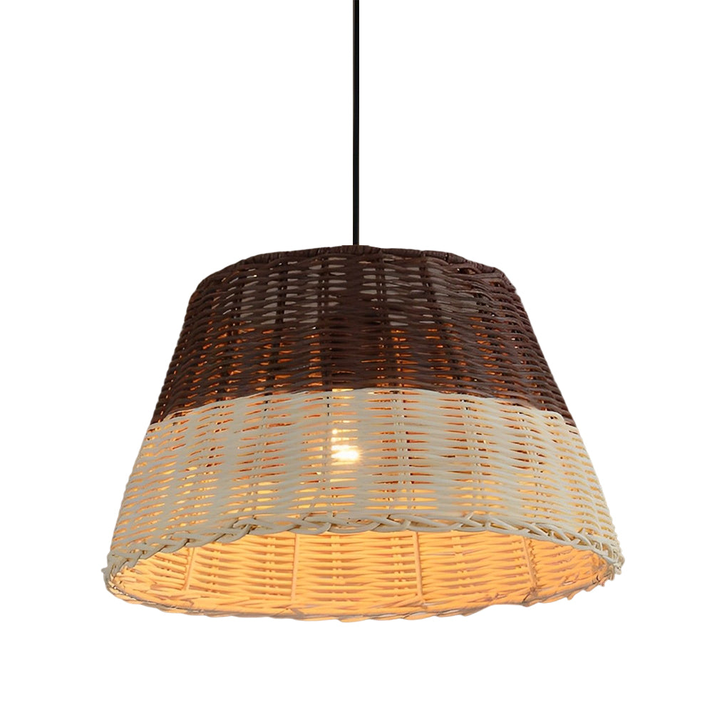 Retro Rattan Pendant Light — Handcrafted Natural Rattan, Industrial, E27, 15" Diameter