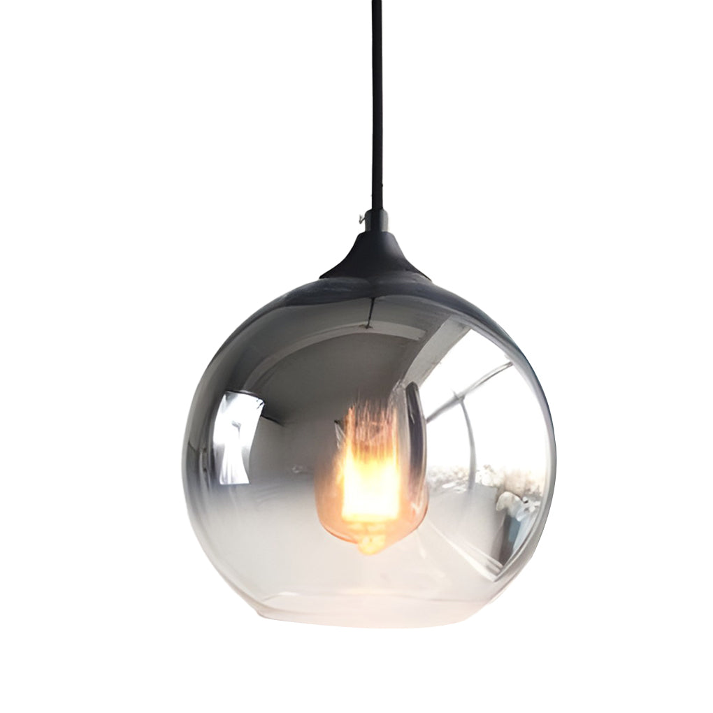 Glass Globe Mini Pendant — Modern Industrial, LED, 3-Step Dimming, 3000K/4500K/6000K, 8"/10"/12", Gold or Silver