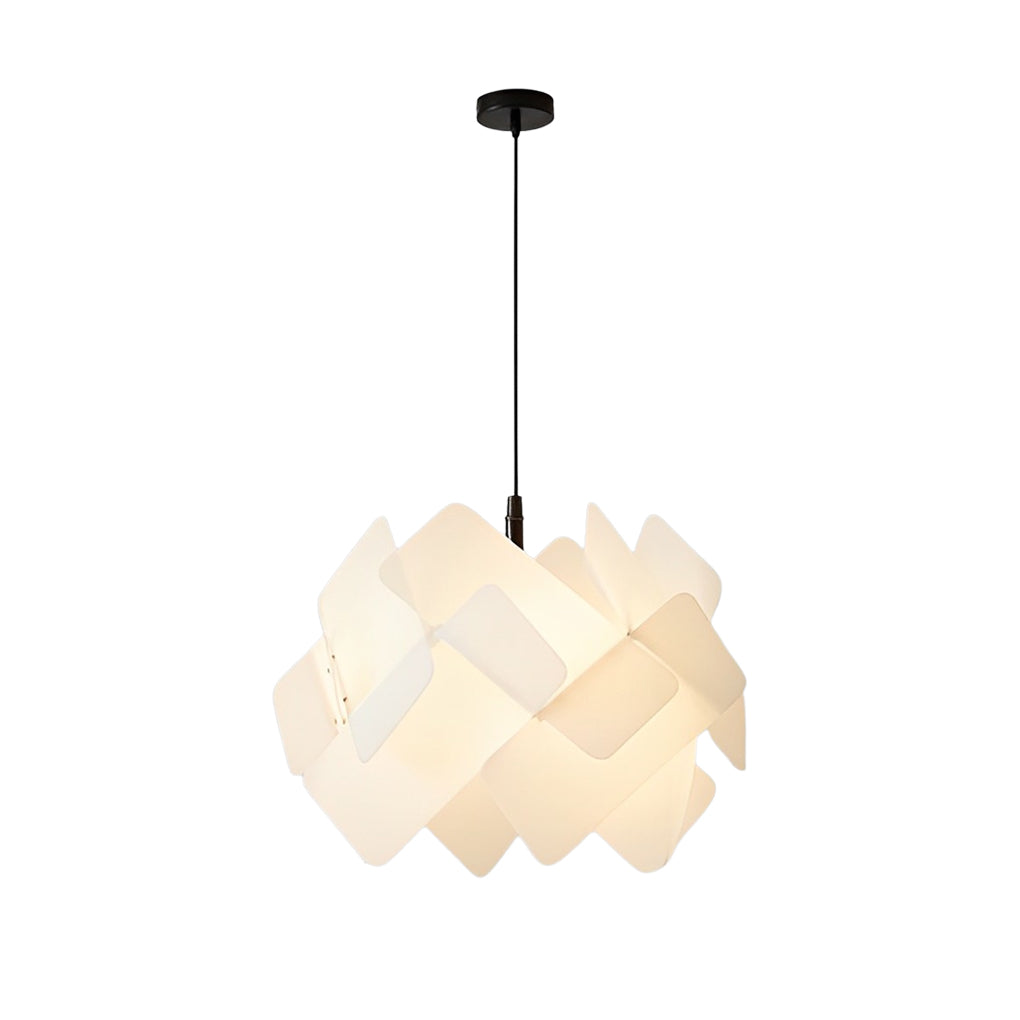 Modern Acrylic Pendant Light — 15.7" Diameter, Adjustable 59.1" Wire, White / Blue / Wood