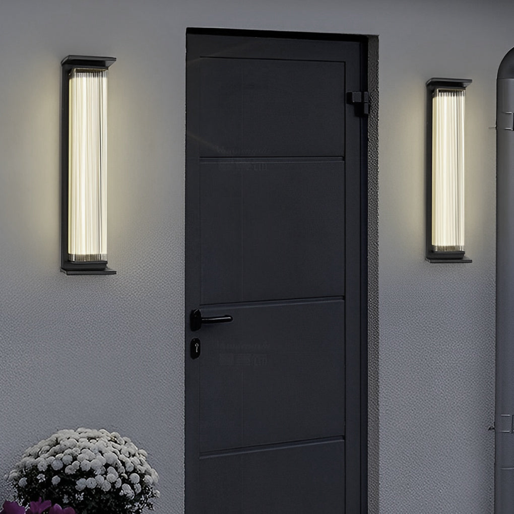 Industrial Strip Outdoor Wall Sconce — Black Stainless Steel, LED, Acrylic, 3-Color Temperature