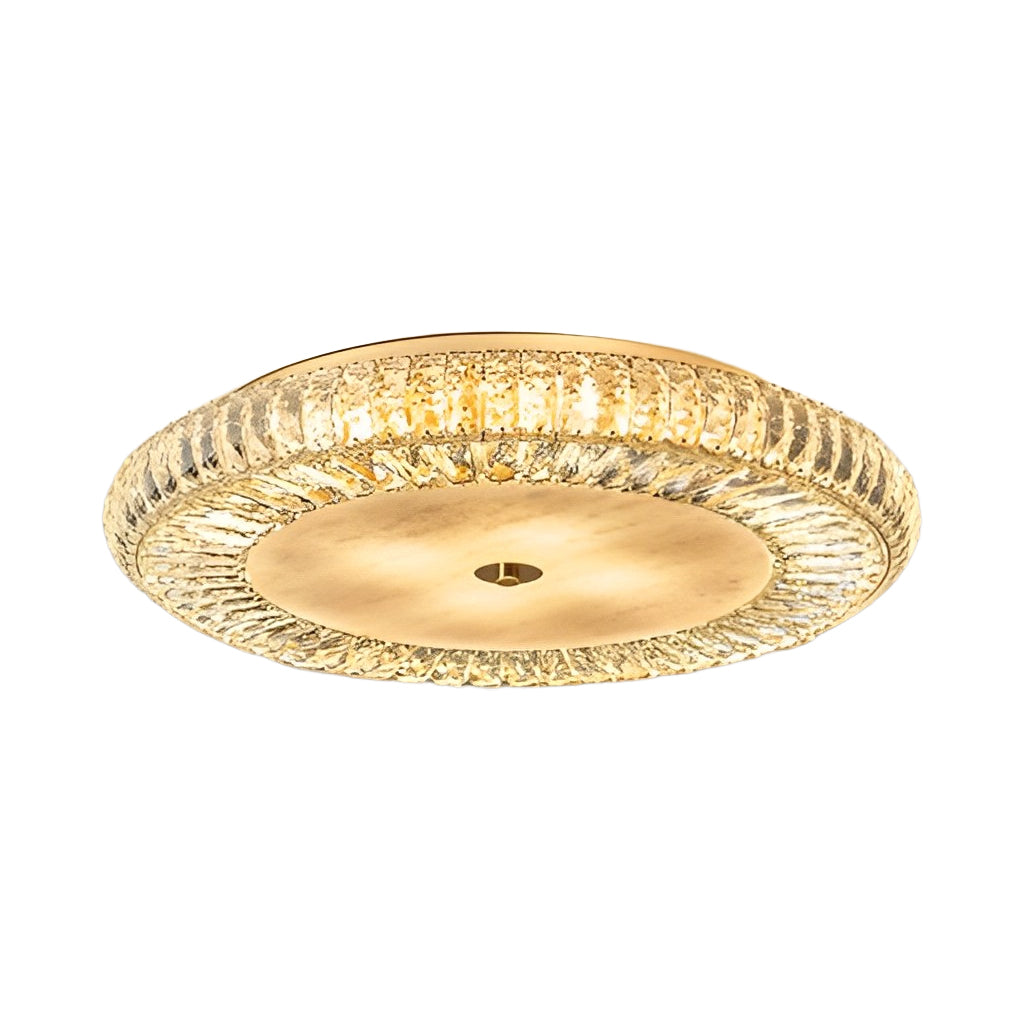 Round Crystal Flush-Mount Ceiling Light — Metal and Glass, Three-Step Dimming, 110V