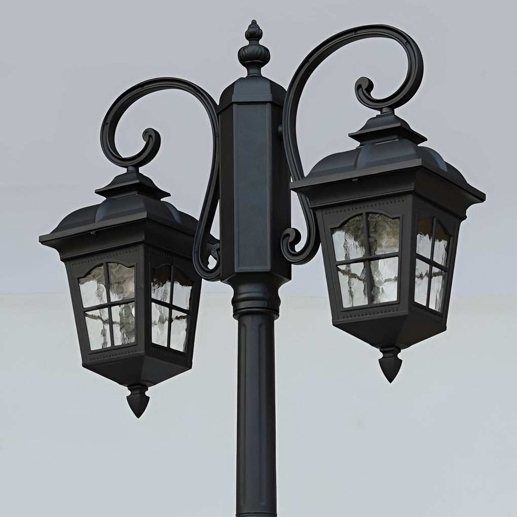 Black Outdoor Post Lights, Set of 2 — Aluminum & Glass, E27, 15W / 30W, 118" Tall, 3000K Warm White
