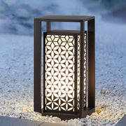Floral Vintage Outdoor Bollard Path Light — Galvanized Steel & Acrylic, E27, IP65, 10W, Black