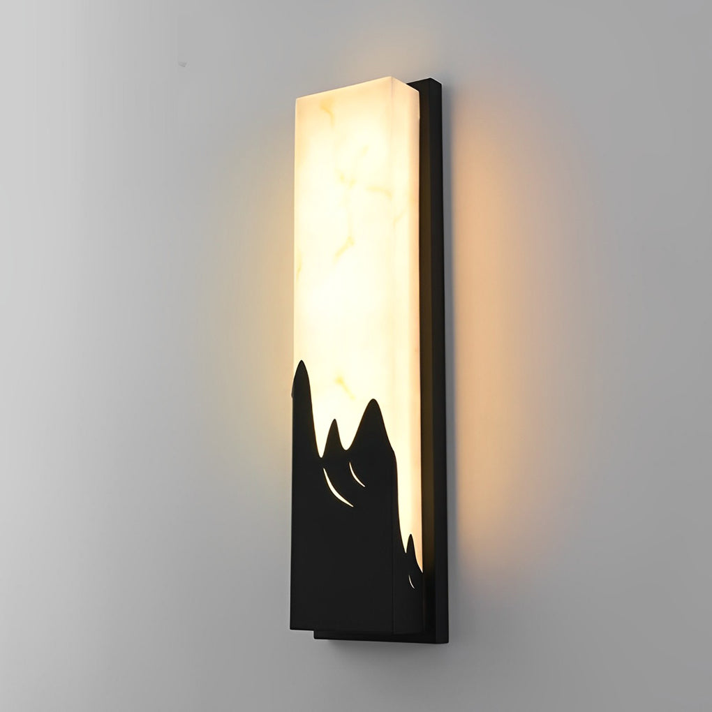 Rectangular Scenery Outdoor Wall Sconce — Stainless Steel and Imitation Marble, Black, LED Warm White, Waterproof, 19" or 25"