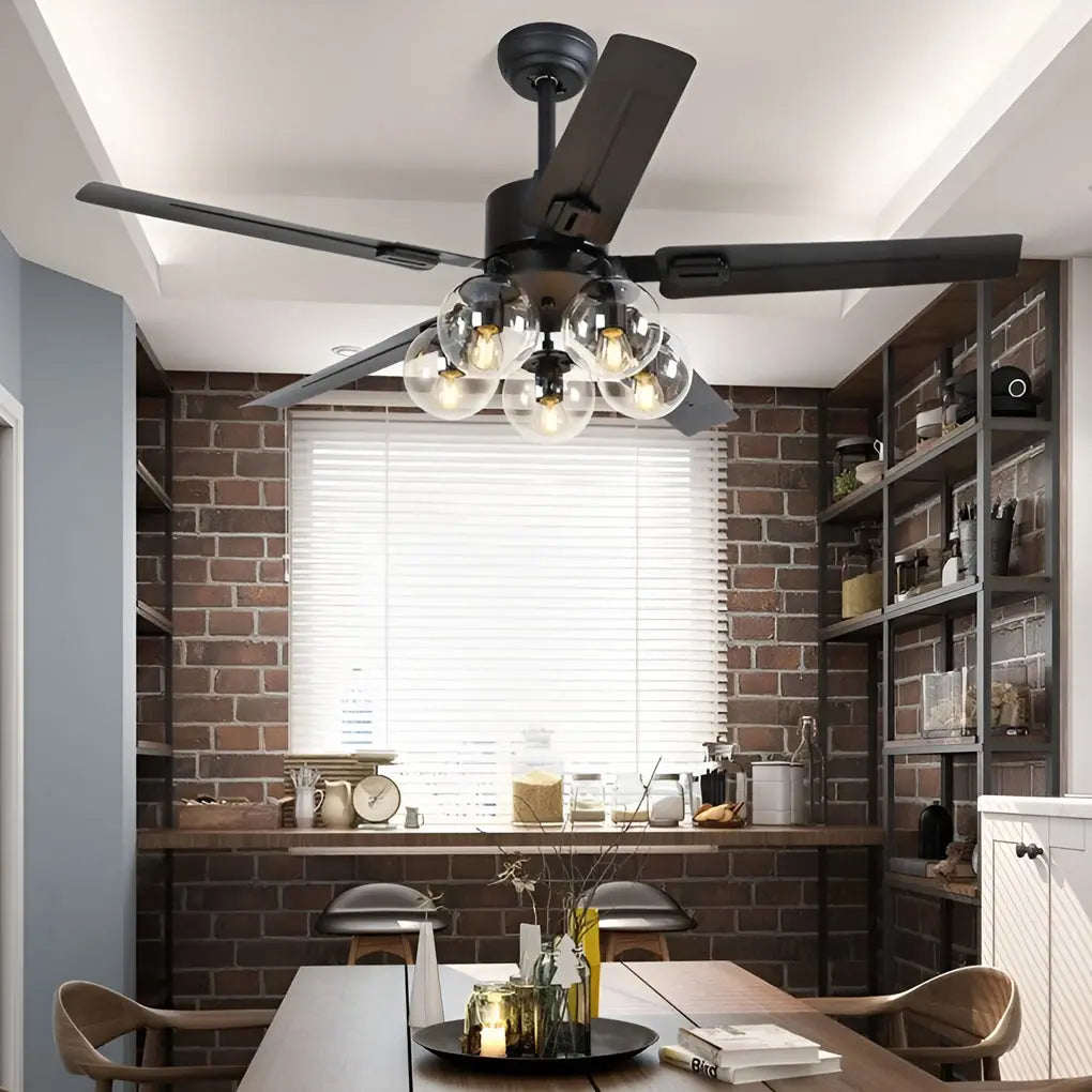 42-Inch Silent Nordic Flush Mount Ceiling Fan Light with 5 Lights and Remote Control Luxe