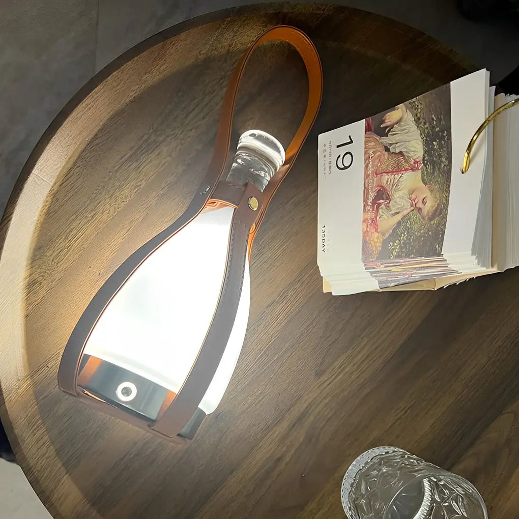 Contemporary Cordless Lantern Table Lamp in Mid-Century Style Luxe