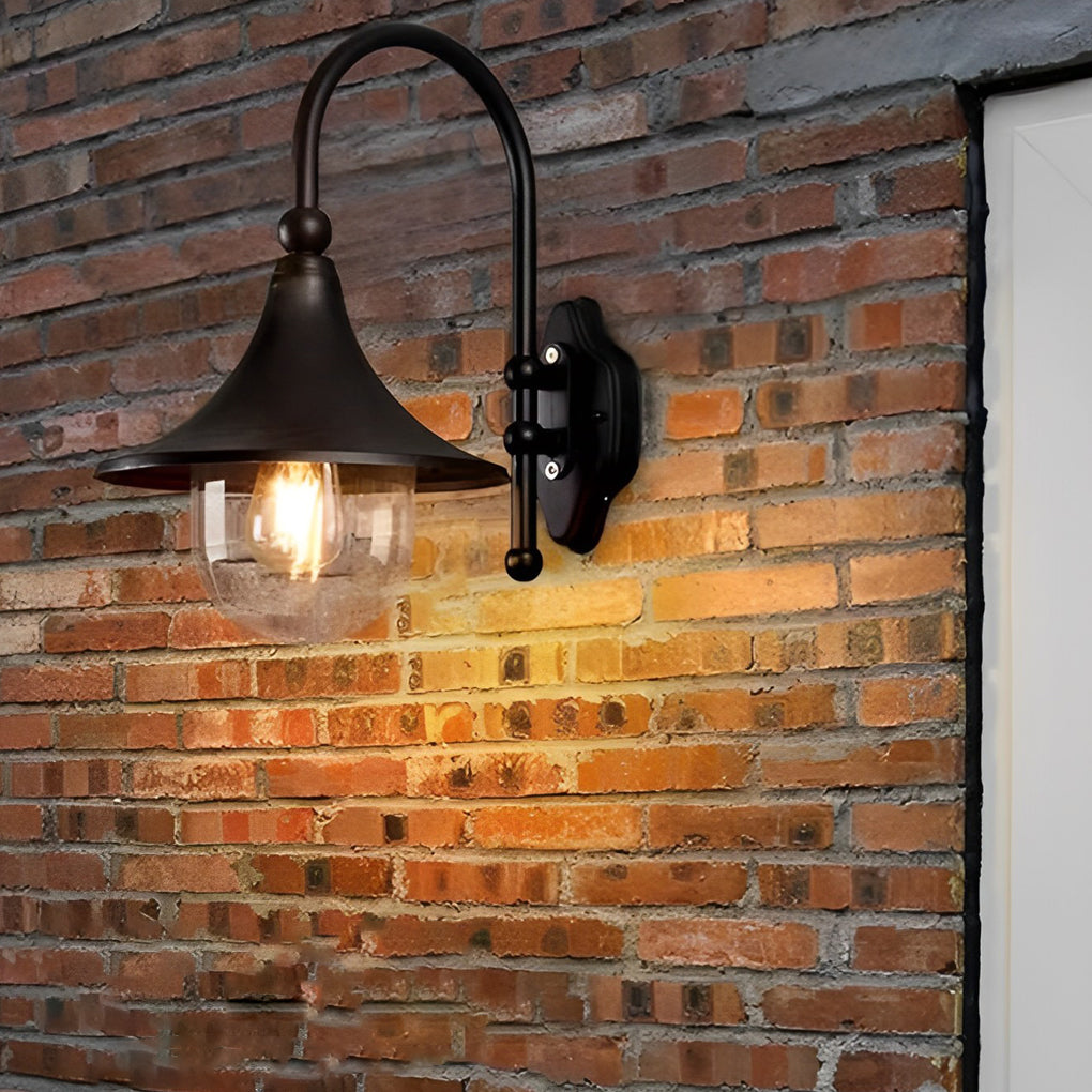 Vintage Trumpet Outdoor Wall Sconce — Die-Cast Aluminum, Black, LED, IP55 Waterproof