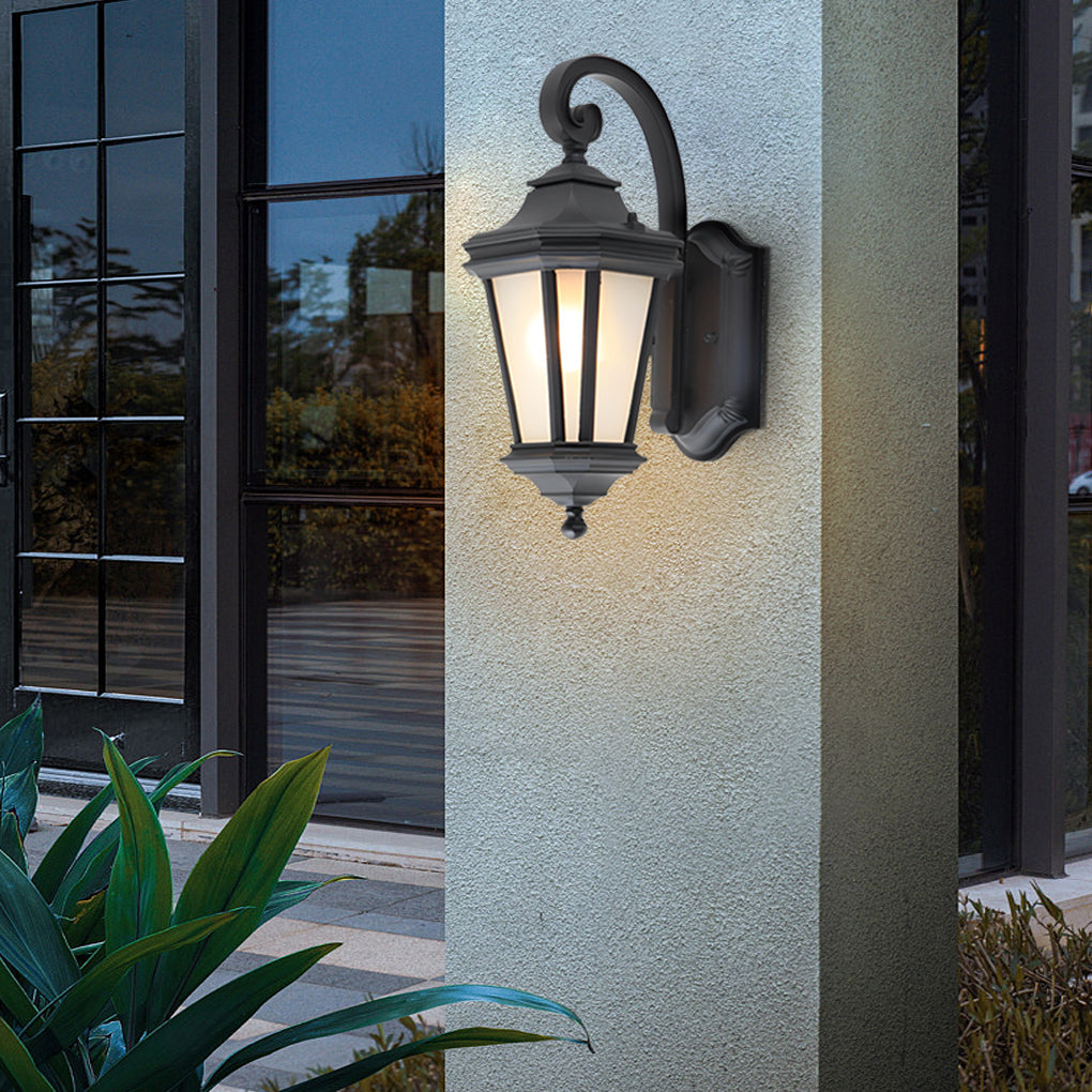 Minimalist Frosted Glass Outdoor Wall Sconce — Aluminum, E27, Waterproof, Two Sizes