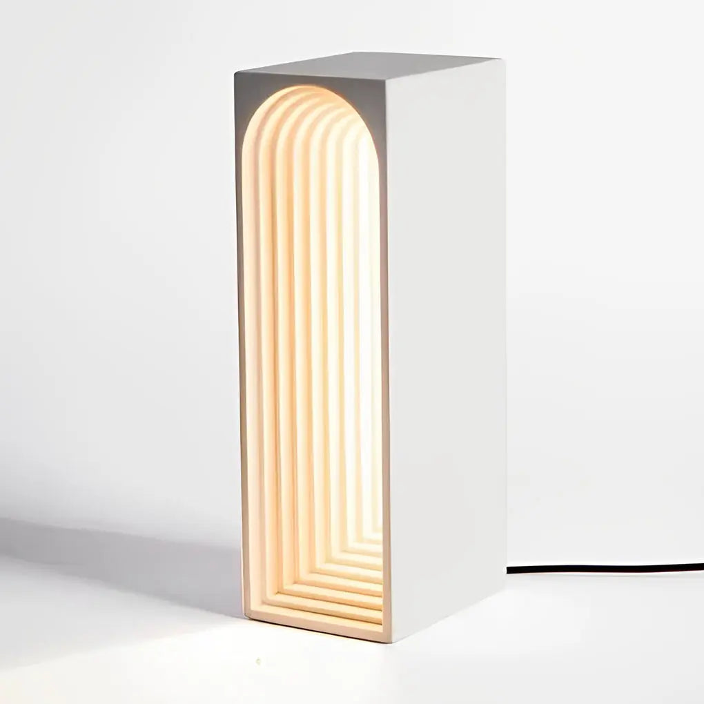 Rectangle Table Lamp with LED and USB in Nordic Concrete Design Luxe