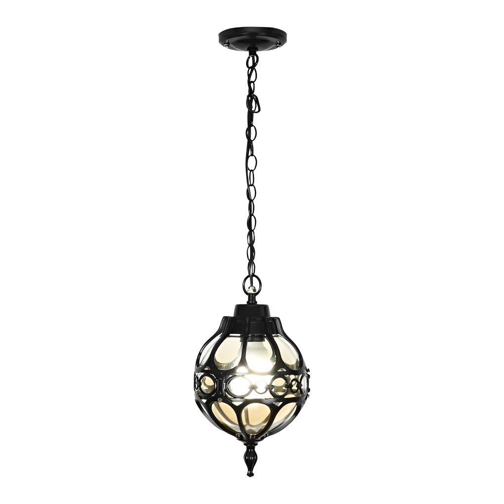 Retro Glass Ball Outdoor Hanging Chandelier — Aluminum, LED, IP54, 19.7" Adjustable Chain