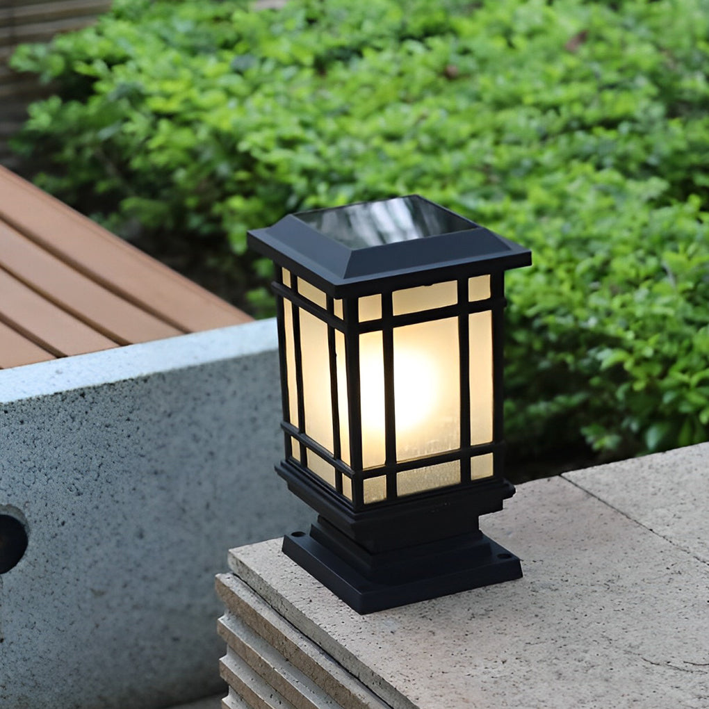 Modern Black Solar Fence Post Light — Die-Cast Aluminum, 3-Step Color Dimming, IP Weatherproof