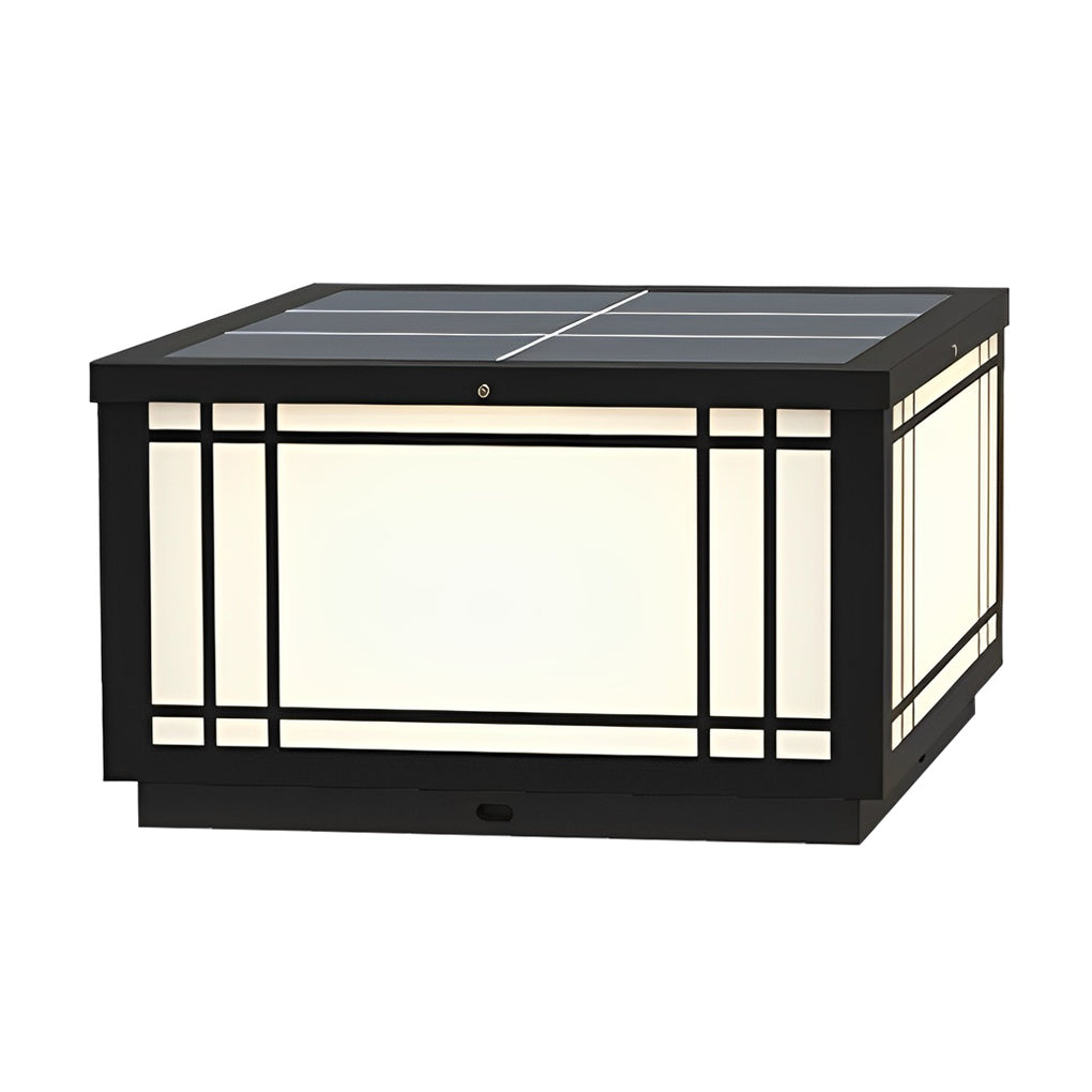 waterproof led solar fence post lights with remote retro grilles and 3 step dimming
